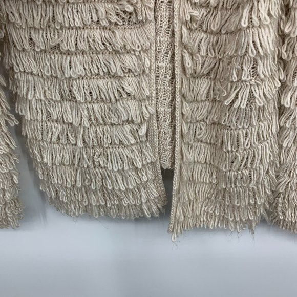 Cato Cardigan Womens Size Medium Beige Fringe Open Front Knit Boho - Picture 4 of 7